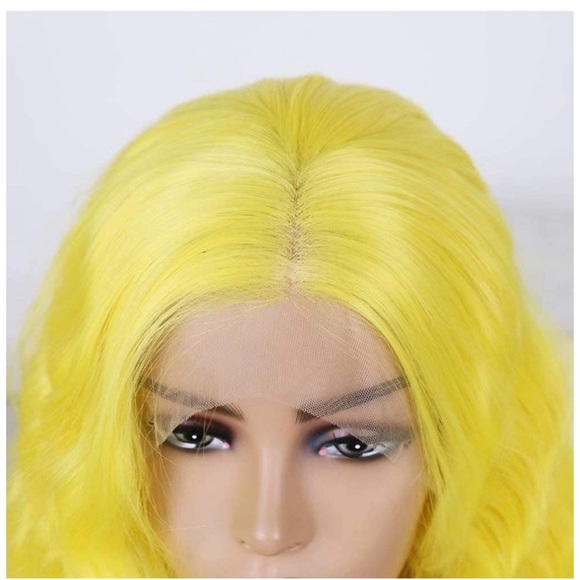 24” Yellow Long Loose Curly Lace Front Wigs - Picture 6 of 7